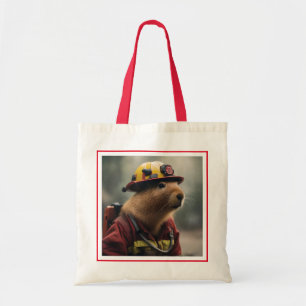 "Blazing Bravery: The Firefighting Capybara" Tote Bag