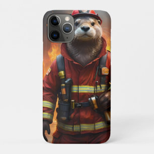 **"Blazing Bravery: The Otter Firefighter"** iPhone 11 Pro Case