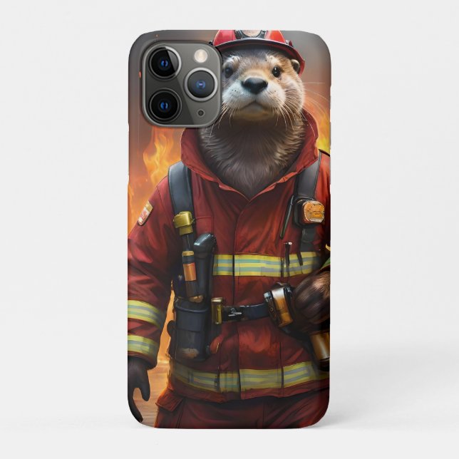 **"Blazing Bravery: The Otter Firefighter"** Case-Mate iPhone Case (Back)