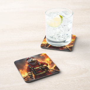 **"Blazing Bravery: The Otter Firefighter"** Coaster
