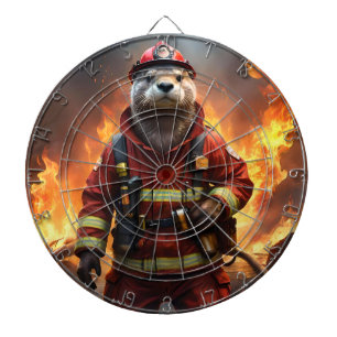 **"Blazing Bravery: The Otter Firefighter"** Dartboard