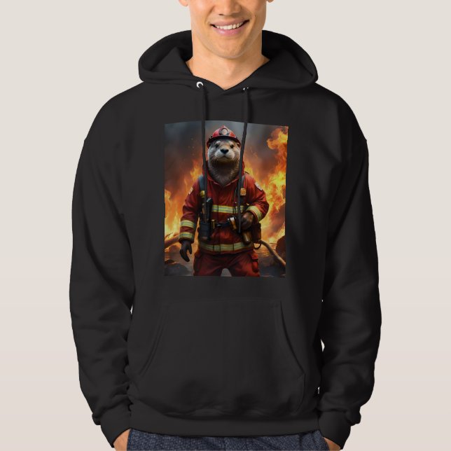 **"Blazing Bravery: The Otter Firefighter"** Hoodie (Front)