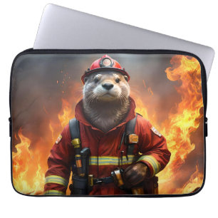 **"Blazing Bravery: The Otter Firefighter"** Laptop Sleeve