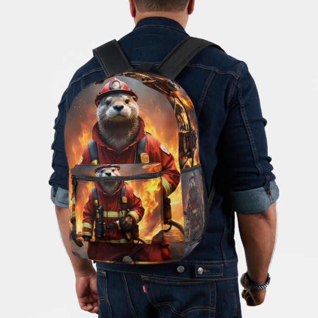 **"Blazing Bravery: The Otter Firefighter"** Printed Backpack (Insitu (Model))