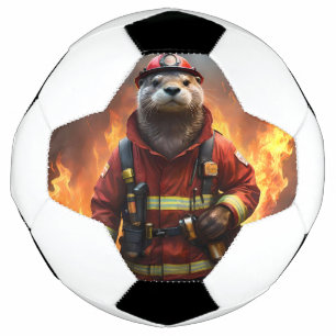 **"Blazing Bravery: The Otter Firefighter"** Soccer Ball