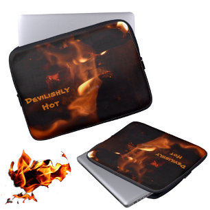 Blazing Devilish Flames Photographic Fire Laptop Sleeve