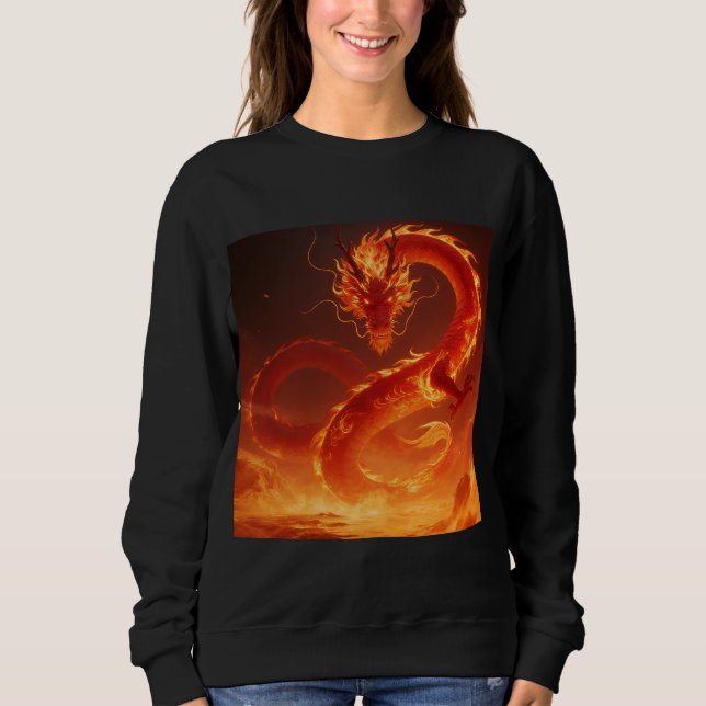 Blazing Fire Dragon | Mythical Flame Dragon Fantas Sweatshirt (Front)