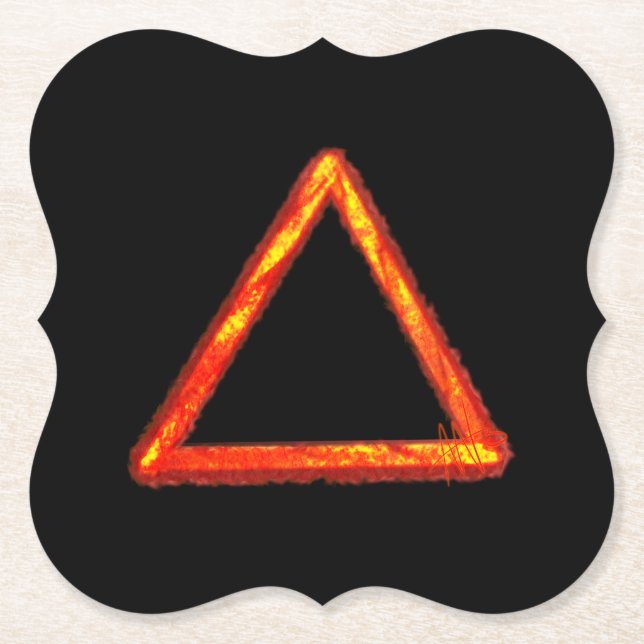 Blazing Fire Element Alchemy Symbol Paper Coaster (Front)