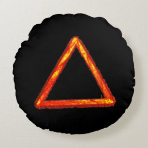 Blazing Fire Element Alchemy Symbol Round Cushion