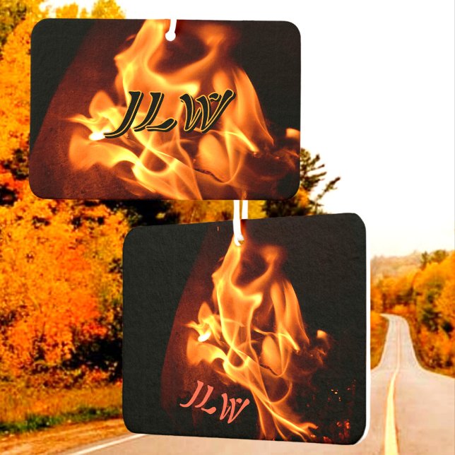 Blazing Flames Photographic Fire with Initials Car Air Freshener (Creator Uploaded)