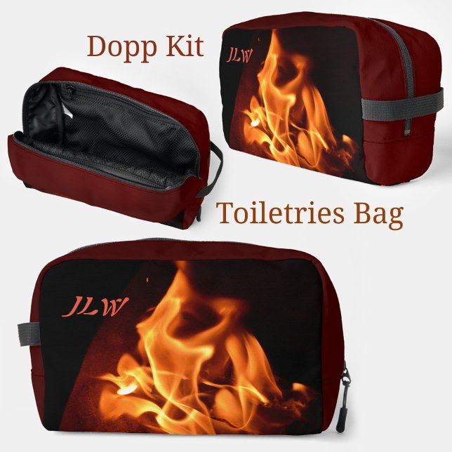 Blazing Flames Photographic Fire with Initials Dopp Kit (Creator Uploaded)