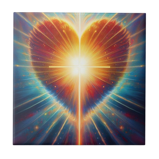 Blazing Heart of Faith  Ceramic Tile (Front)