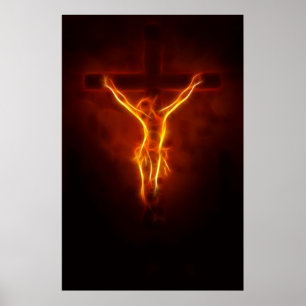 Blazing Jesus Crucifixion Poster