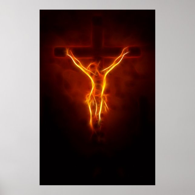 Blazing Jesus Crucifixion Poster (Front)