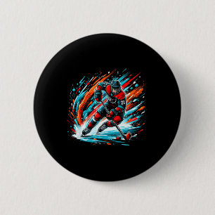 Blazing-speed On Ice Dynamic Hockey Action 6 Cm Round Badge