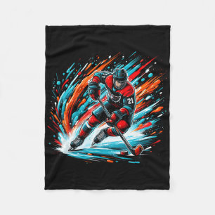Blazing-speed On Ice Dynamic Hockey Action Fleece Blanket
