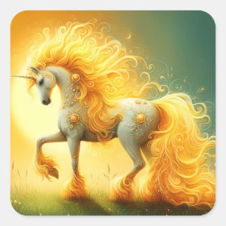 Blazing Sun Unicorn Square Sticker