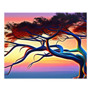 Blazing Sunset Tree Art Photo Print