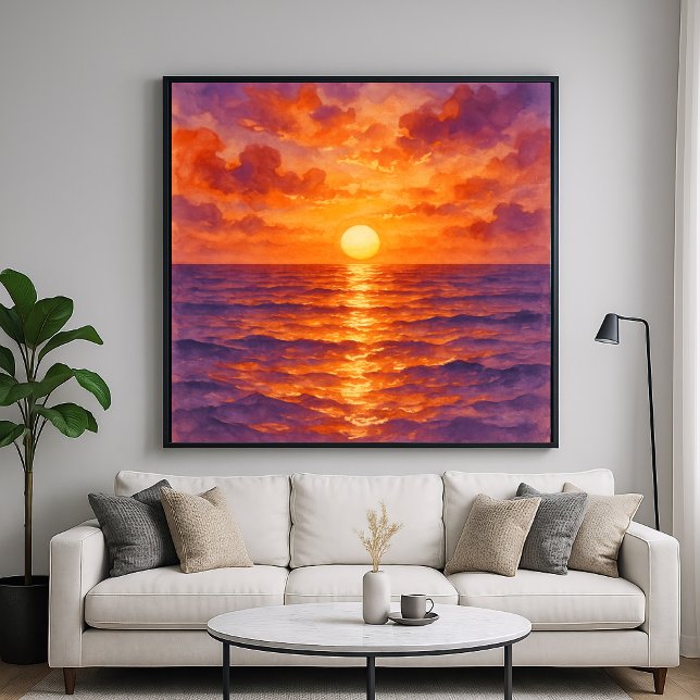 Blazing Sunset - Vibrant Watercolor Painting Style Poster (Creator Uploaded)