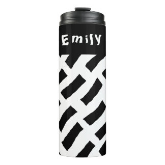 Blck and White Bold Waves Thermal Tumbler