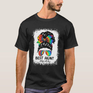 Bleach Best Aunt Ever Tie Dye Messy Bun Hair Mothe T-Shirt