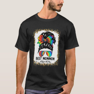 Bleach Best Mommom Ever Tie Dye Messy Bun Hair Mot T-Shirt