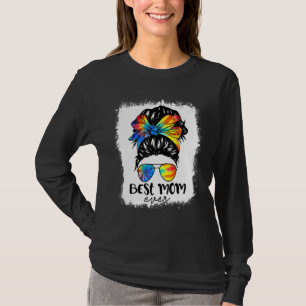 Bleach Best Mum Ever Tie Dye Messy Bun Hair Mother T-Shirt
