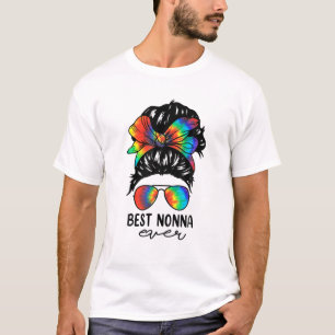 Bleach Best Nana Ever Tie Dye Messy Bun Hair Mothe T-Shirt