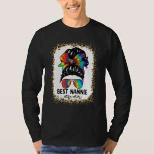 Bleach Best Nannie Ever Tie Dye Messy Bun Hair Mot T-Shirt