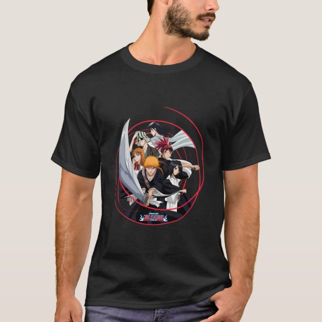 Bleach Ichigo With Sword And Swirl T-Shirt (Front)