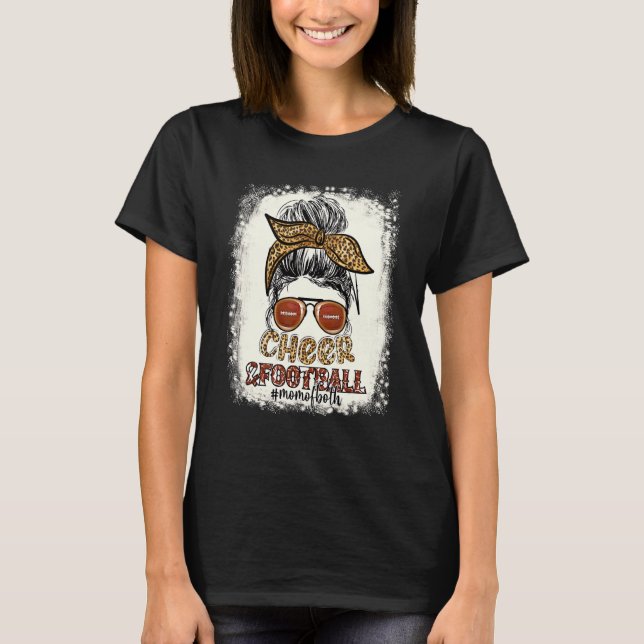 Bleach Leopard Messy Bun Mum Of Both Cheer And Foo T-Shirt (Front)