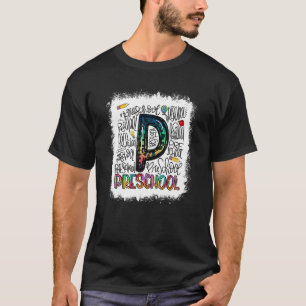 Bleach Leopard Tie Dye Preschool Typography Teache T-Shirt