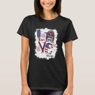 Bleached 4th Of July Love Counselor US Flag Messy T-Shirt