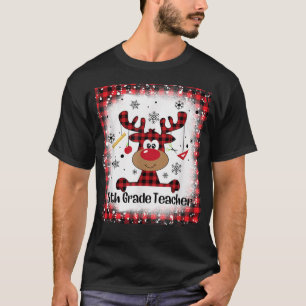 Bleached 5th Fifth Grade Teacher Reindeer Teacher T-Shirt