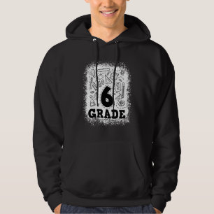 Bleached 6th Grade Typography Team 6th Grade Back Hoodie