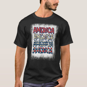 Bleached America Retro Usa Flag Patriotic 4th Of J T-Shirt