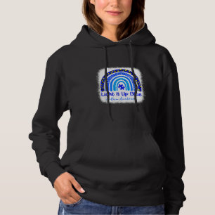 Bleached Autism Awareness Light It Up Blue Rainbow Hoodie