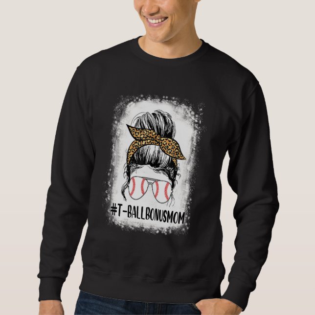 Bleached Ball Bonus Mum Life Messy Bun Leopard Sof Sweatshirt (Front)