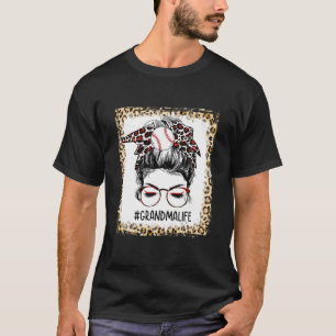 Bleached Ball Grandma Messy Bun Game Day Mothers D T-Shirt