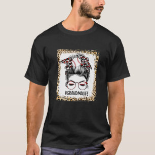 Bleached Ball Grandma Messy Bun Game Day Mothers D T-Shirt