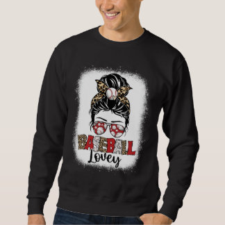 Bleached Baseball Lovey Leopard Messy Bun Mothers  Sweatshirt
