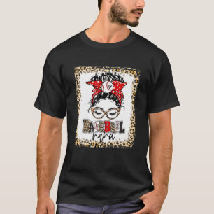 Bleached Baseball Nana Messy Bun Game Day Mothers T-Shirt