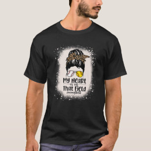 Bleached Baseball Softball Messy Bun Mum Of Both W T-Shirt