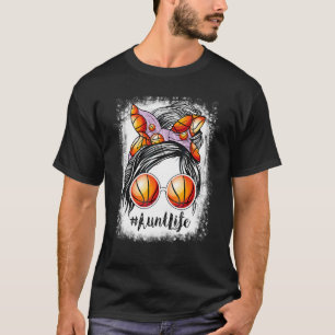 Bleached Basketball Aunt Life Messy Bun Game Day T-Shirt