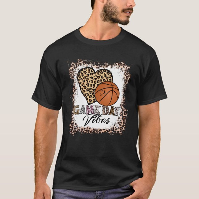 Bleached Basketball Game Day Vibes Basketball Mom  T-Shirt (Front)