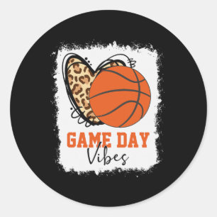 Bleached Basketball Game Day Vibes Basketball Mum Classic Round Sticker