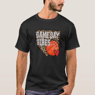 Bleached Basketball Game Day Vibes Leopard Basketb T-Shirt