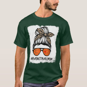 Bleached Basketball Mom Life Leopard Messy Bun Gam T-Shirt