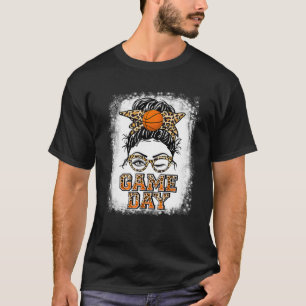 Bleached Basketball Mom Messy Bun Game Day Vibes M T-Shirt