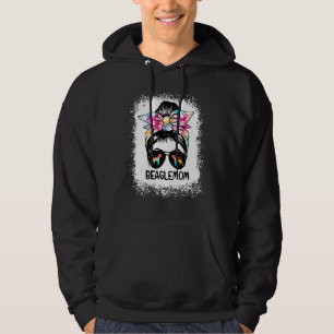 Bleached Beagle Mum Messy Bun Hair Colourful Dog M Hoodie